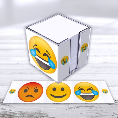 Zettelbox doppelwandig - Motiv Smiley 1